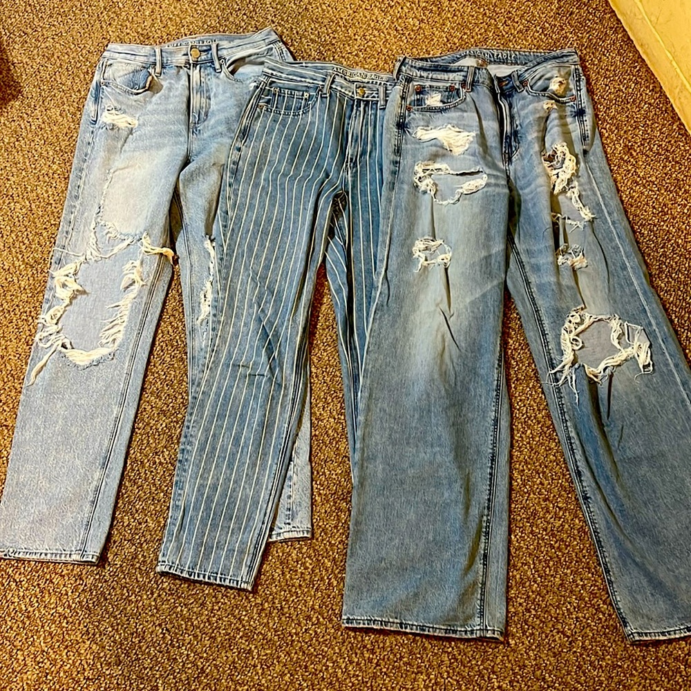 Lot American Eagle Jeans 6 Long Skater High Rise Boyfriend 3 pairs EUC